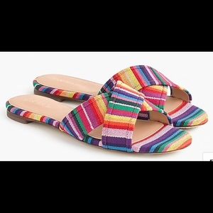 J Crew Multi Stripe Cora Crisscross Sandals NWT